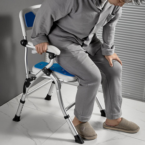 Chaise de salle de bain pliable en alliage d'aluminium, capacité de poids de 150 Kg, siège de douche antidérapant pour personnes âgées, tabouret de bain - Product Image 2