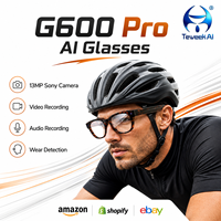 Lunettes Intelligentes G600 Pro avec Caméra IA, Audio, Enregistrement Vidéo et Photo 13MP, Assistant Vocal, Technologie de Voyage