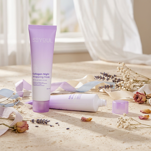 Gradient Lavender PE Squeeze Tube Custom Logo Print Soft Tube With Light Purple Round screw Cap For Collagen <b>Sleeping</b> <b>Mask</b> - Product Image 1