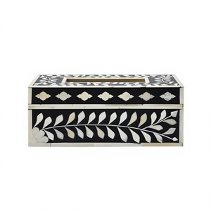 BS INTERNATIONAL Boîte à mouchoirs portable vintage à motifs floraux, faite à la main, avec incrustations en os, écologique, durable, support de rangement pour serviettes - Product Image 6