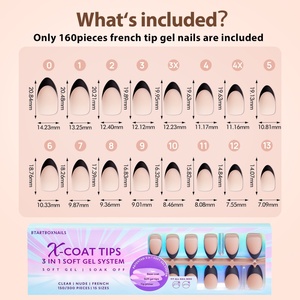XCOATTIPS เล็บปลอมแบบกดติดทรงอัลมอนด์สั้น รุ่น X Coat Tip  ขายส่ง วัสดุทำเล็บสีดำแบบฝรั่งเศส เจลนิ่ม หนาขึ้น  เล็บปลอมแบบกดติด - Product Image 6