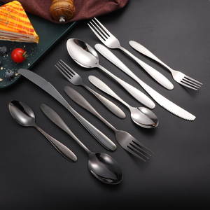 Ensemble de couverts occidentaux en acier inoxydable 304, cuillère à dessert/à café, couteau à steak, fourchette, cuillère - Product Image 3