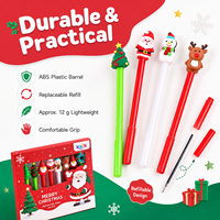 KAIX Schattige Topper OEM Kerst Gelpennen Sets 24 Stuks Gemengde Designs 0.5mm Zwarte Inkt Novelty Gelpennen voor Party Favoren