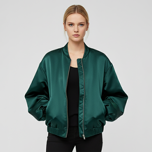 Chaqueta Bomber de Satén Personalizada para Mujer, Chaquetas de Vuelo Ligeras de Seda, Chaquetas de Béisbol para Damas - Product Image 1