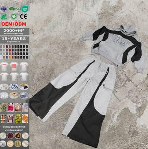 Sudaderas y Pantalones Deportivos Casuales de Poliéster/Algodón Grueso, con Bolsillo Lateral Estampado, Hombros Caídos, Estilo Urbano, Personalizables y Ecológicos, al por Mayor - Product Image 2