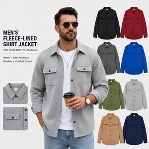 Men's <b>Fleece</b> <b>Lined</b> Shirt <b>Jacket</b> Warm Wind Resistant Long Sleeve Button Down Shacket with Chest Pockets for Winter - Product Image 1