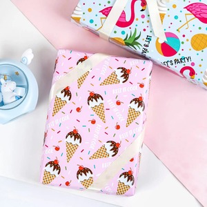 Custom Eco-Friendly Ice Cream Pattern Gift <b>Wrap</b> <b>Paper</b> <b>Roll</b> Double-Sided Coated Recyclable 100GSM Digital Printing <b>Paper</b> - Product Image 5