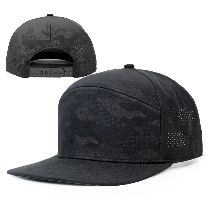 Custom Rubber Logo Snapback Gorras Cutting Perforated Hat Sports Water Proof Laser Cut Hole Hydro Hat