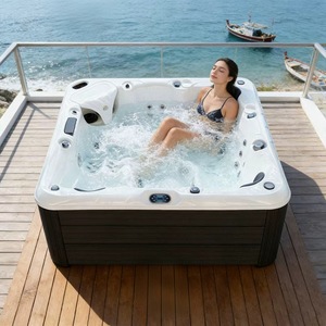 Jacuzzi de Lujo para 6 Personas con Sistema Balboa, Hidromasaje Acrílico, Cascada LED y Bluetooth para Jardín o Villa - Product Image 5