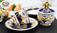 24pcs célèbre porcelaine classique populaire or café thé tasses et soucoupes ensembles de 6 de luxe avec emballage cadeau