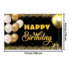 Happy Birthday Backdrop Banner Sign Poster Large Fabric Glitter Balloon Sign Birthday Photo Backdrop For Birthday Party Decor