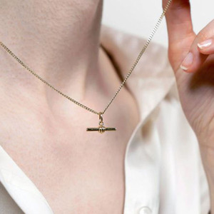 New Trendy <strong>T</strong> <strong>Bar</strong> <strong>Necklace</strong> Minimalist Stainless Steel <strong>Bar</strong> <strong>Necklace</strong> Dainty Women 18K Gold Plated <strong>T</strong> <strong>Bar</strong> Layering <strong>Necklace</strong> - Product Image 2