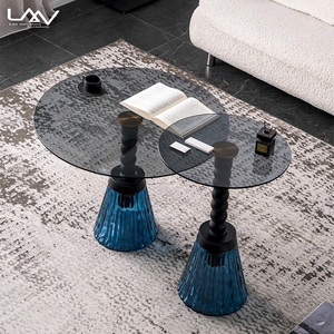 Villa de luxe moderne et légère pour salon table basse en verre vert ensemble de meubles table basse ronde pour hôtel - Product Image 3