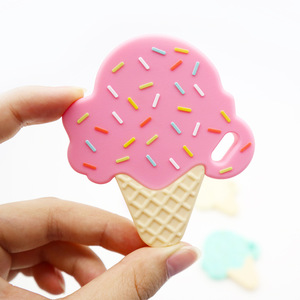Colorful Ice Cream Shaped <b>Silicone</b> Teething Toys with Sprinkles Design Soft Chew Rings for Babies - Product Image 5