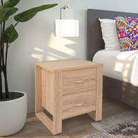 Table de chevet moderne convertible à 2 tiroirs en bois écologique avec poignée, idéale pour appartement, pour salon, facile à assembler