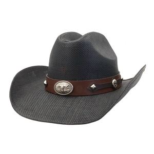 Chapeau ethnique unisexe N54 style occidental en paille de papier respirante, brodé à la main, idéal pour la pêche, la plage et les voyages en extérieur - Product Image 6