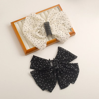 Pince à cheveux faite main en maille à pois, style français vintage chic, en mousseline, demi-pince, épingle à cheveux tendance, accessoire de coiffure pour femme