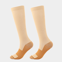 Chaussettes de compression unisexes côtelées jusqu'aux genoux, couleur unie, extensibles, pour la course à pied, le cyclisme, les sports et le quotidien