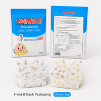 MOMSBIB Lot de 20 bavoirs pour enfants en tissu non tissé, sans BPA, imperméables, anti-déversement et anti-salissures, pour l'alimentation, 13-36 mois