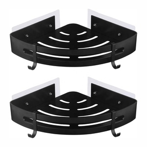 <span class=keywords><strong>Étagère</strong></span> d'angle murale <span class=keywords><strong>noire</strong></span> en <span class=keywords><strong>métal</strong></span> antirouille pour salle de bain et panier de douche, avec option OEM/ODM - Product Image 1