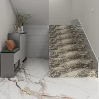 Carreaux de sol en porcelaine gris effet marbre moderne et élégant, antidérapants, 1200x470mm, avec isolation thermique et résistance au feu pour marches d'escalier