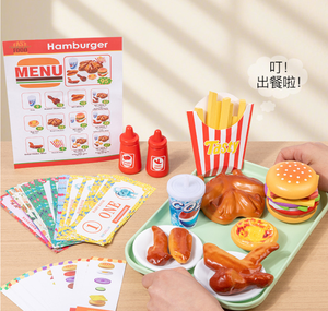 Juguete de Cocina de Madera para Juego de Roles con Hamburguesas, Pollo Frito y Papas Fritas para Educación Temprana - Product Image 5