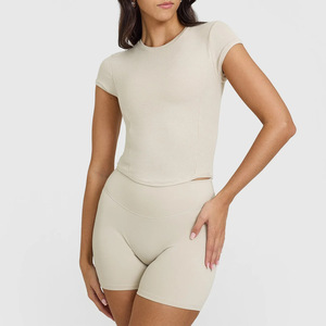 Phụ Nữ Của Trọng Lượng Nhẹ Tùy Chỉnh Gân Cổ Ngắn Tay Áo Yoga Top Thoáng Khí Tập Thể Dục Trang Phục Cho Phòng Tập Thể Dục Chạy Khiêu Vũ Đào Tạo Tập Luyện - Product Image 6