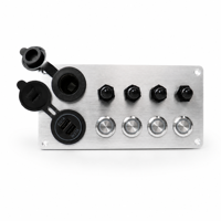 DAMAVO Panneau de commutation 4 voies en acier inoxydable 12V/24V 10A avec chargeur USB, prise d'alimentation et panneau de fusibles pour bateau, camping-car, camion, automobile