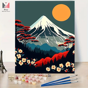 Peinture par numéros pour adultes débutants bricolage Kit de peinture acrylique mont Fuji et paysage <span class=keywords><strong>floral</strong></span> toile <span class=keywords><strong>Art</strong></span> pour la décoration de la chambre à la maison - Product Image 1