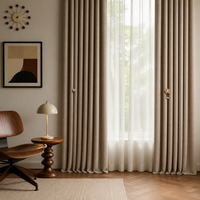 Rideaux occultants modernes à plis français en chenille avec ruban et boule florale, imperméables, pour boutique, magasin de détail, et outlet de mode