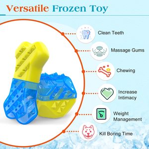 Mordedor para mascotas, juguetes masticables de refrigeración, de dentición congelable juguete, forma de hueso y bola, juguetes interactivos congelados para cachorros en verano - Product Image 6