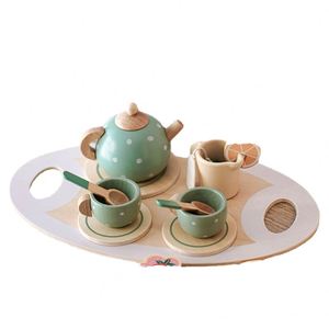 Wholesale Eco-Friendly Handmade Kids <b>Kitchen</b> Toy <b>Set</b> Wooden Simulation Afternoon Tea Safe Games for <b>Toddlers</b> Educational Gift - Product Image 4
