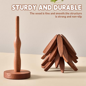 Eco-Friendly Polished Wooden <b>Christmas</b> <b>Tree</b> Decorative Table <b>Mats</b> Coasters Holder Trivets for Hot Dishes Cups - Product Image 3