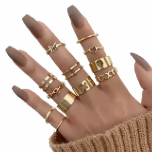 Vendita calda moda moda coppia anelli elegante Vintage teschio e fiore placcato in oro intarsio forma di numero per gli uomini - Product Image 2