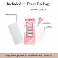 Faux ongles rose vif plaqués, forme cercueil, en ABS, couvrance totale avec colle pour salon de manucure