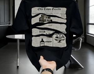 T-shirt graphique vintage avec <span class=keywords><strong>journal</strong></span> de <span class=keywords><strong>la</strong></span> ville ancienne, rétro, esthétique des années 1920, avec titre de <span class=keywords><strong>journal</strong></span> - Product Image 5