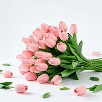 Realistische PU Mini-Tulpen Künstliche Blumen Handgefertigte Naturgetreue Kunsttulpen mit Echtem Gefühl Einzelner Stiel für den Muttertag
