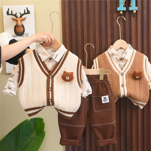 Lote de 3 Prendas de Vestir para Niños, Diseño Coreano, <span class=keywords><strong>Chaleco</strong></span> con Cabeza de Oso 3D Vertical, Venta al por Mayor de Fábrica - Product Image 3