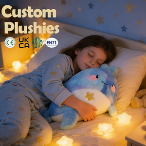 Fabricant de peluches, oreiller en peluche en forme de baleine personnalisé, animal en peluche doux pour la chambre à coucher, la crèche et les cadeaux - Product Image 1