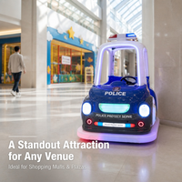 Voiture à pédales LED de police avec sirène et barre lumineuse pour enfants, idéale pour parcs d'attractions et centres commerciaux