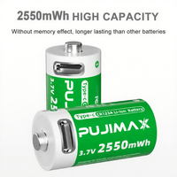 Baterai Lithium Isi Ulang Cr123a 3.7V PUJIMAX Harga Grosir, Baterai Li-ion Silinder Cr123 untuk Meter Air, Baterai Kamera