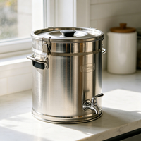 Baril de Fermentation en Acier Inoxydable avec Couvercle -- Fabrication de Vin et de Bière à Domicile