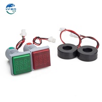 Voltmètre numérique LED carré AD16-22DSA 22 mm, ampèremètre AC 60-500V 100A, mini indicateur lumineux avec transformateur de courant