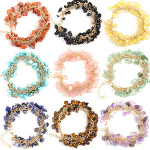ナチュラルクリスタル & ラインストーンビーズブレスレットおしゃれ多目的なマルチカラーユニセックスジュエリー - Product Image 1