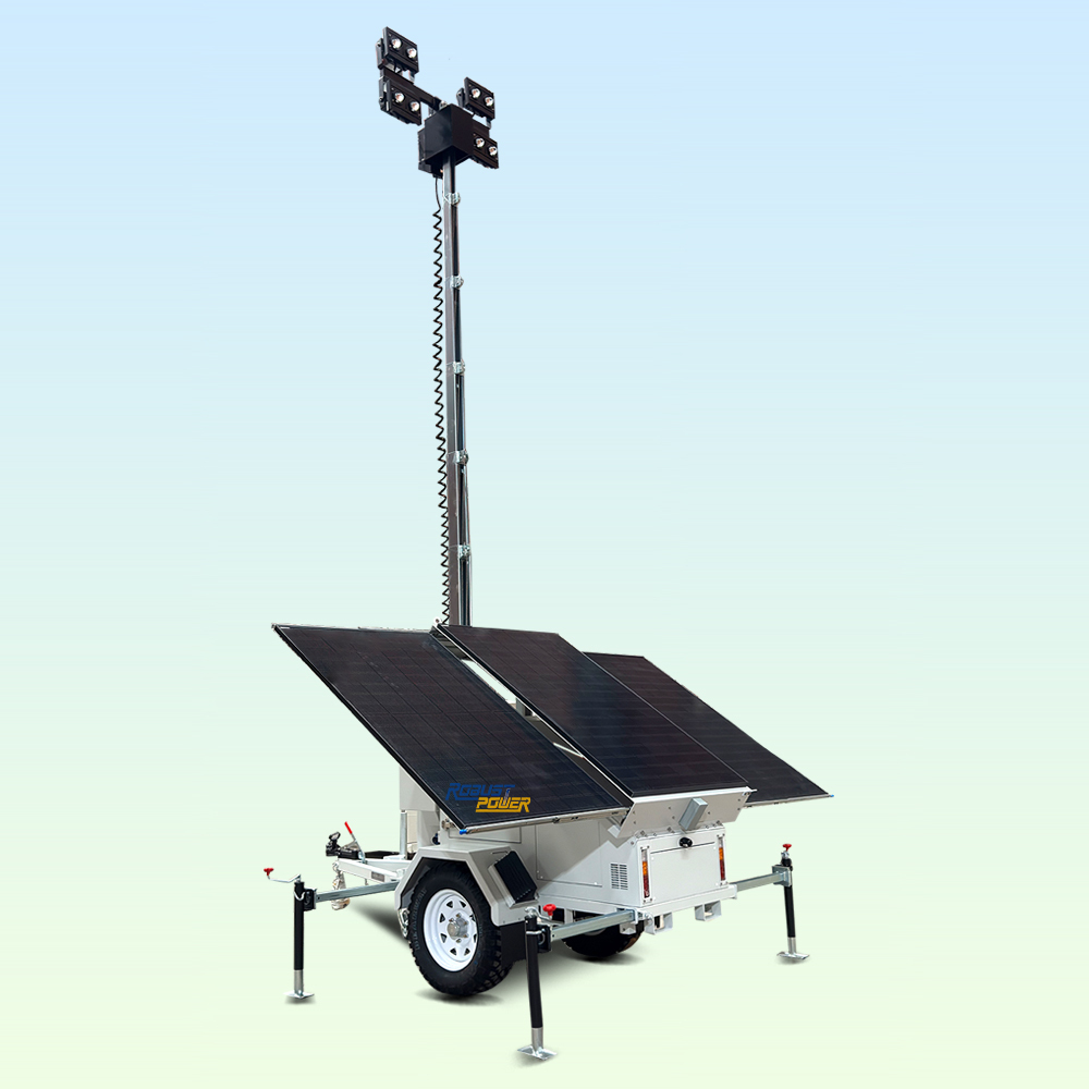 4x320W Mobile Solar Light Tower LED Work Light Battery Power Telescopic Mast Solar Energy System Light Tower Price