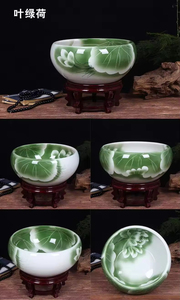 Lavabos de comptoir flottants en céramique moderne pot de lavabo pour salle de bain pour projet d'hôtel à fleurs vertes - Product Image 4