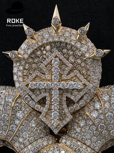 Pendentif en or rose 9K-14K avec diamants et rubis bicolores - Bijoux hip-hop de luxe - Product Image 6