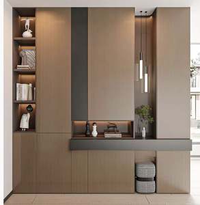 Mueble Zapatero de Madera Minimalista Moderno con Panel de Entrada Personalizable para Sala de Estar Moderna, Hoteles, Apartamentos y Almacenes - Product Image 5