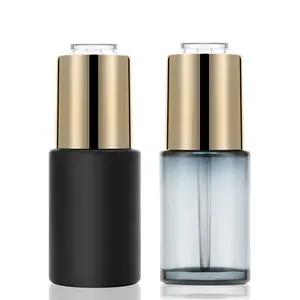 2023 30毫升最佳香水精油化妆品，带压泵喷雾黑色蓝色玻璃滴管瓶