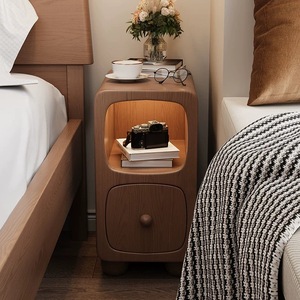 Multifunktionaler Nachttisch aus massivem Holz für kleine Wohnungen, Schlafzimmer, leichter Luxus, hochwertiger, einfacher Nachttisch, minimalistisch - Product Image 4